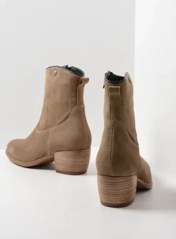 Wolky Lubbock - taupe zomer suede<DAMES Cowboylaarzen|Enkellaarsjes