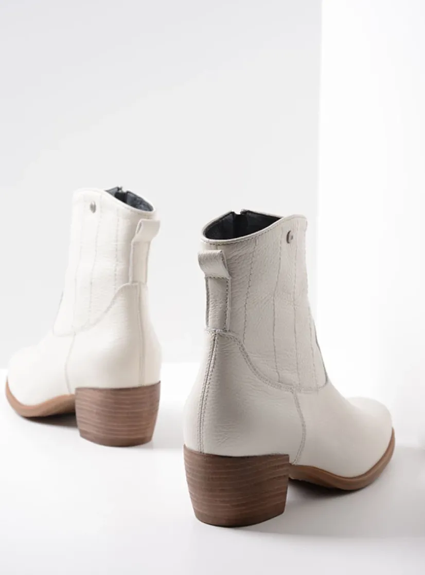 Wolky Lubbock HV - creme wit leer<DAMES Cowboylaarzen|Enkellaarsjes