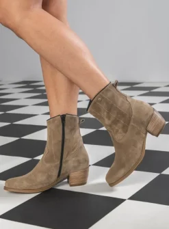 Wolky Lubbock HV - taupe zomer suede<DAMES Cowboylaarzen|Enkellaarsjes