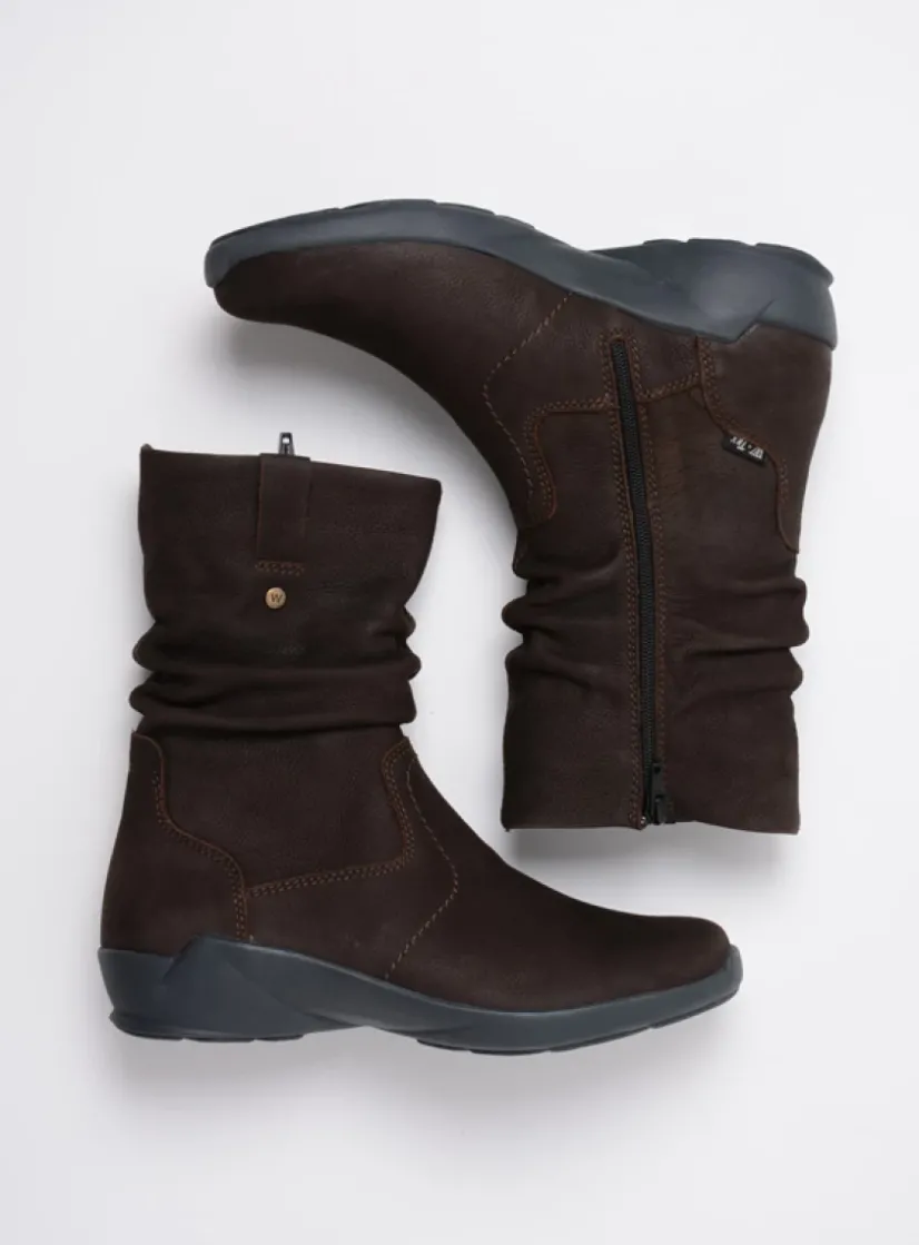 Wolky Luna - bruin nubuck<DAMES Halfhoge Laarzen|Herfst/Winter