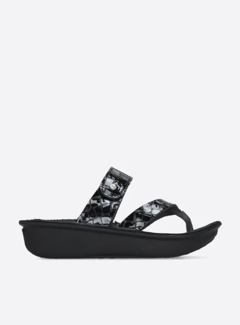 Wolky Martinique - antraciet crocolook lakleer<DAMES Slippers