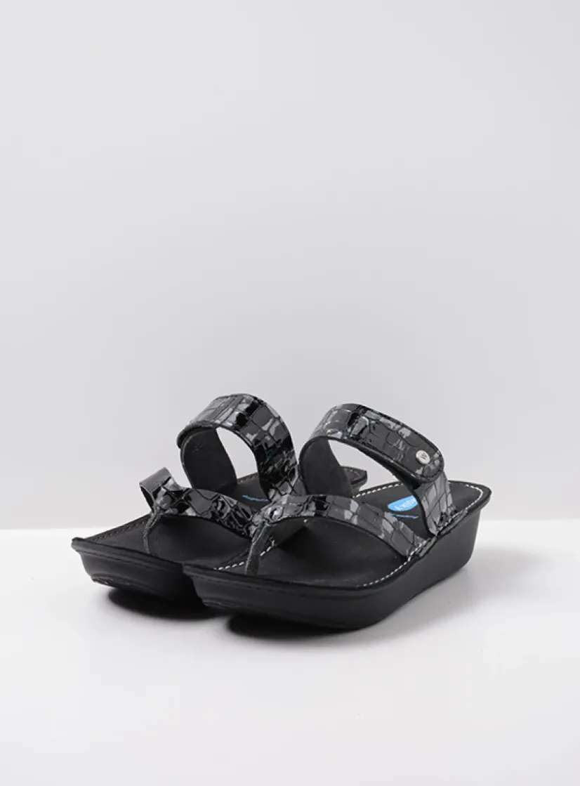 Wolky Martinique - antraciet crocolook lakleer<DAMES Slippers