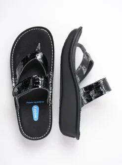 Wolky Martinique - antraciet crocolook lakleer<DAMES Slippers