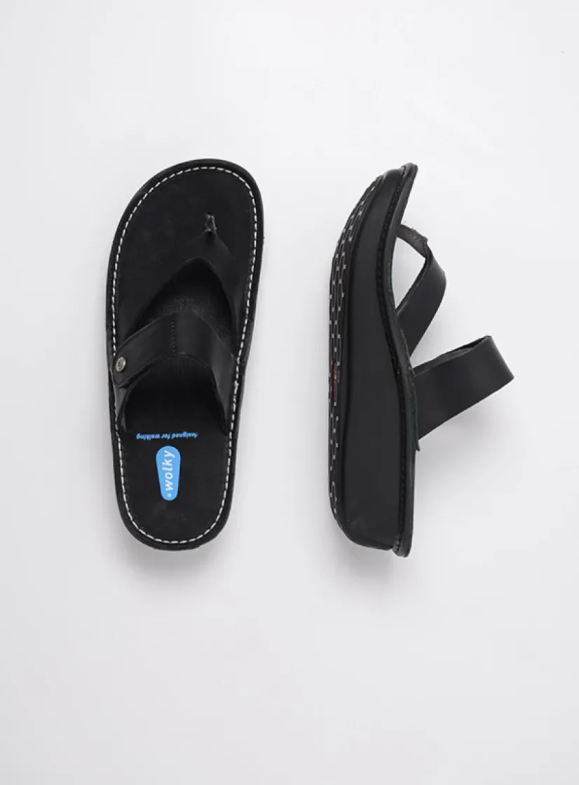 Wolky Martinique - zwart leer<DAMES Slippers
