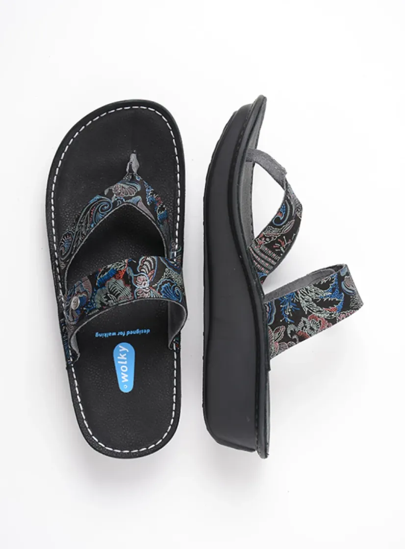 Wolky Martinique - zwart/blauw suede<DAMES Slippers