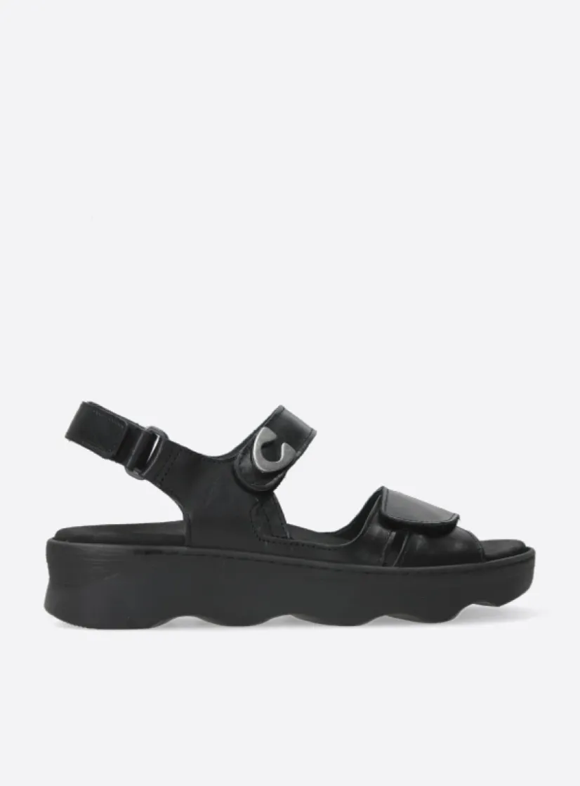 Wolky Medusa - zwart leer<DAMES Sandalen