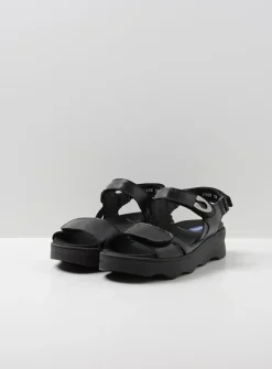 Wolky Medusa - zwart leer<DAMES Sandalen