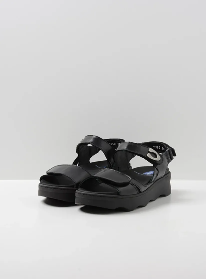Wolky Medusa - zwart leer<DAMES Sandalen