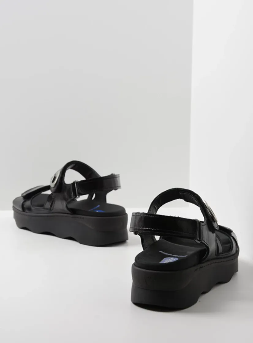 Wolky Medusa - zwart leer<DAMES Sandalen