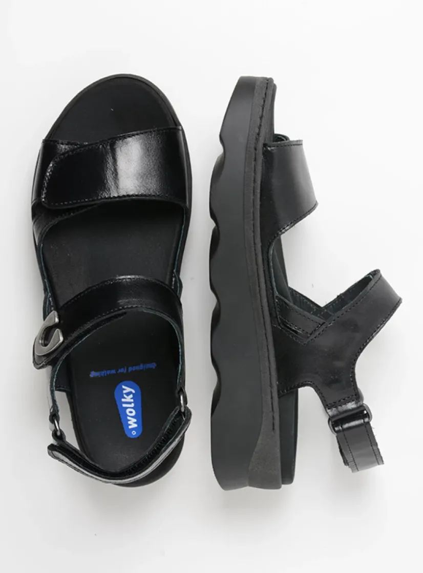 Wolky Medusa - zwart leer<DAMES Sandalen