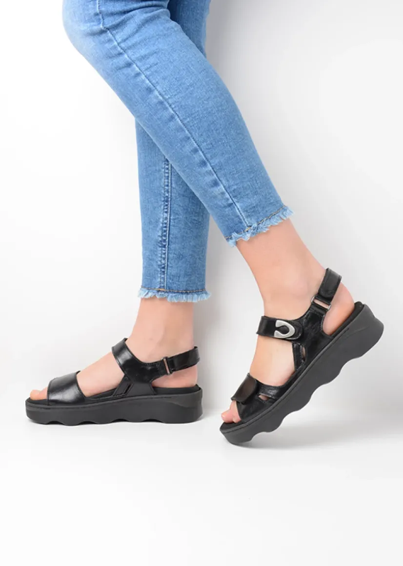 Wolky Medusa - zwart leer<DAMES Sandalen