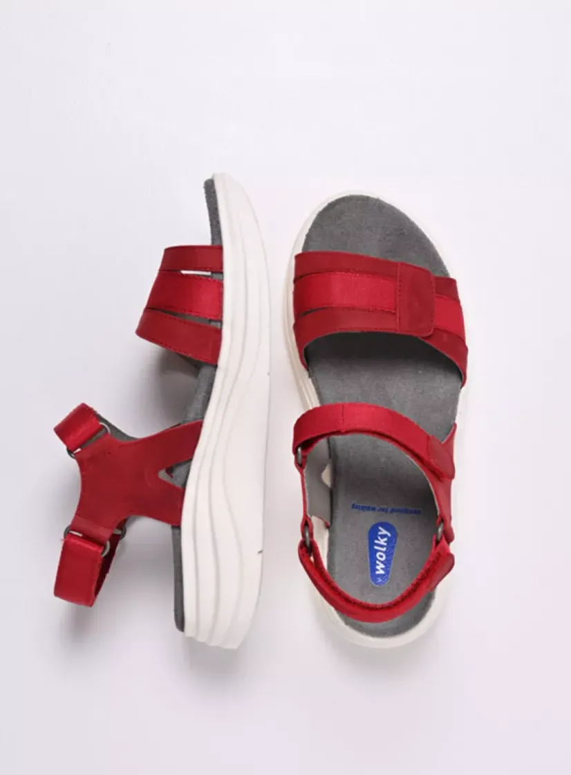 Wolky Miku - rood nubuck<DAMES Sandalen