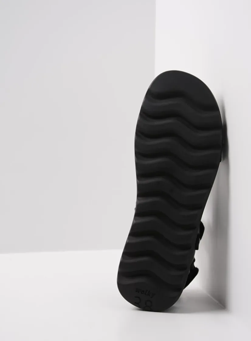 Wolky Mile - zwart leer<DAMES Sandalen