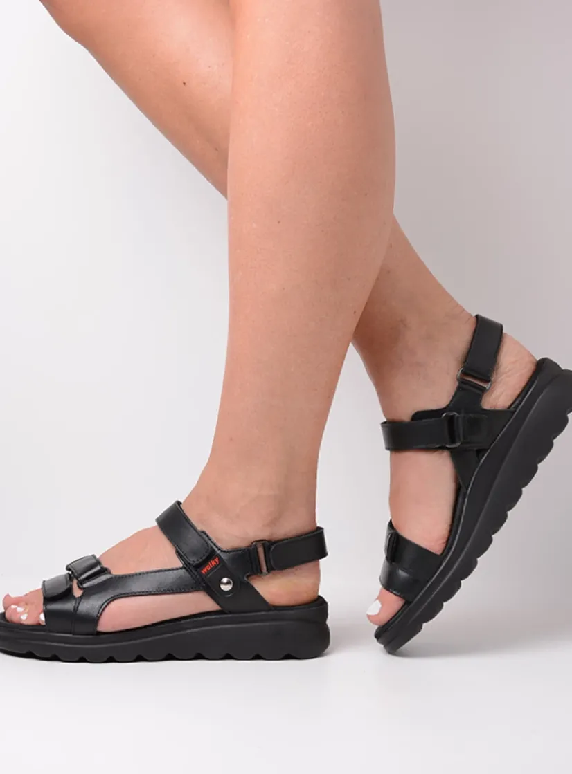 Wolky Mile - zwart leer<DAMES Sandalen