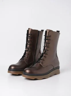 Wolky Mito - brons leer<DAMES Veterlaarzen|Herfst/Winter
