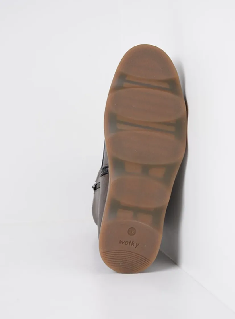 Wolky Mito - brons leer<DAMES Veterlaarzen|Herfst/Winter