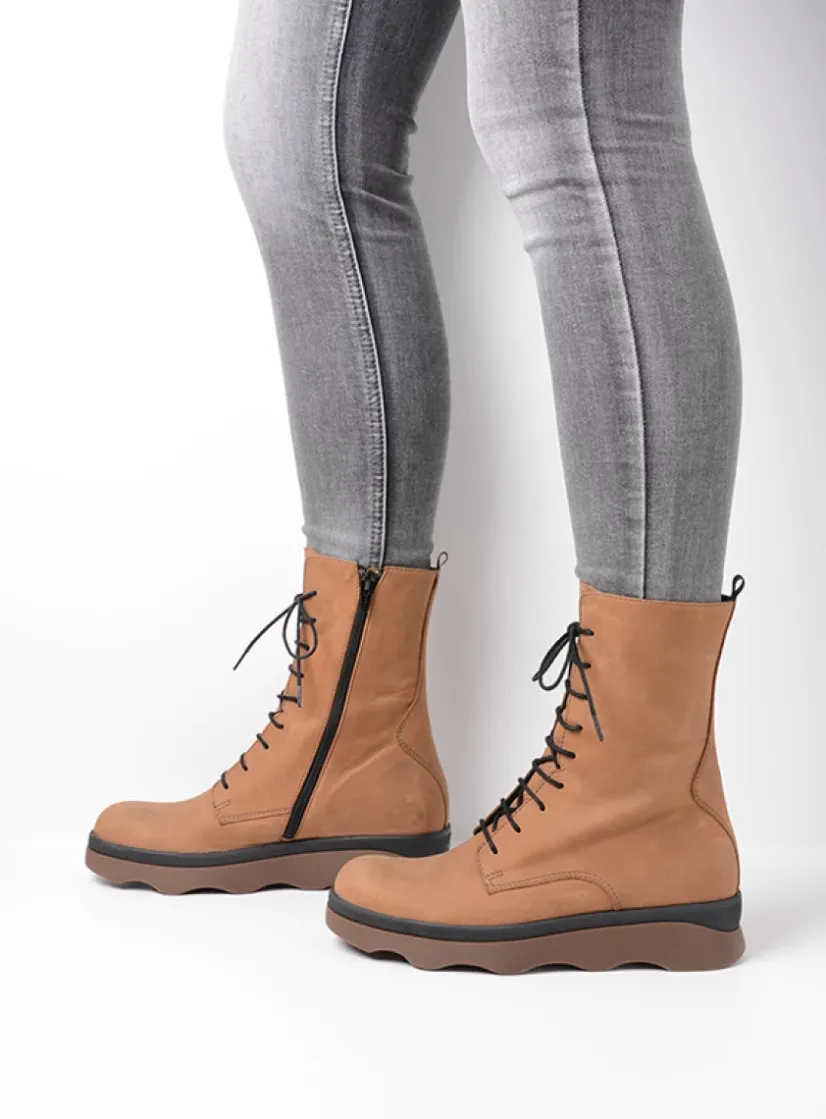 Wolky Mito - cognac nubuck<DAMES Veterlaarzen|Herfst/Winter