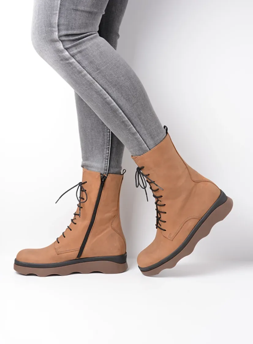 Wolky Mito - cognac nubuck<DAMES Veterlaarzen|Herfst/Winter