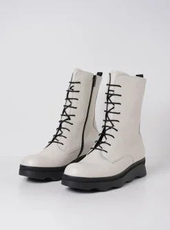 Wolky Mito - wol wit leer<DAMES Veterlaarzen|Herfst/Winter