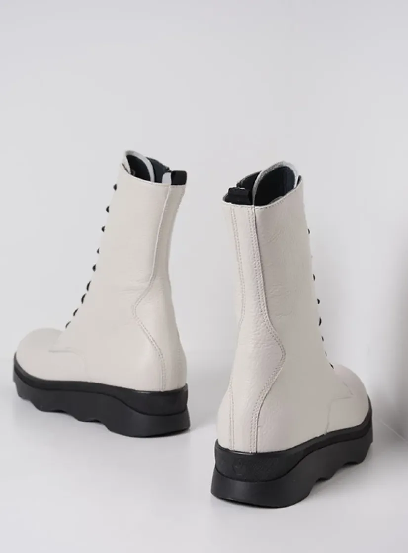 Wolky Mito - wol wit leer<DAMES Veterlaarzen|Herfst/Winter
