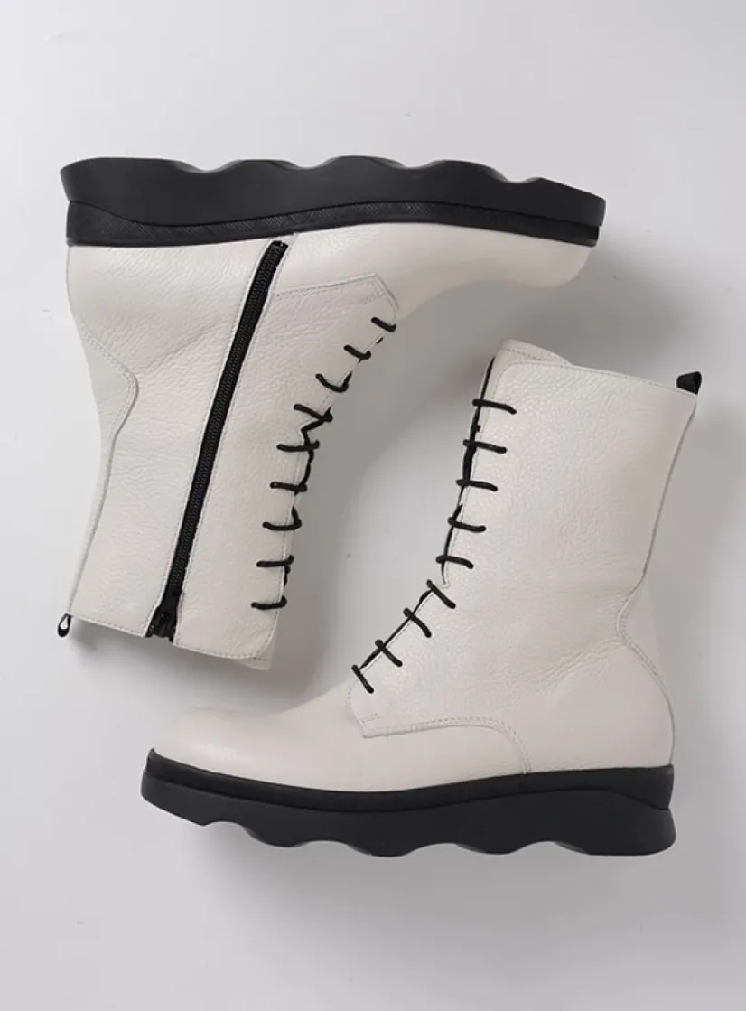 Wolky Mito - wol wit leer<DAMES Veterlaarzen|Herfst/Winter