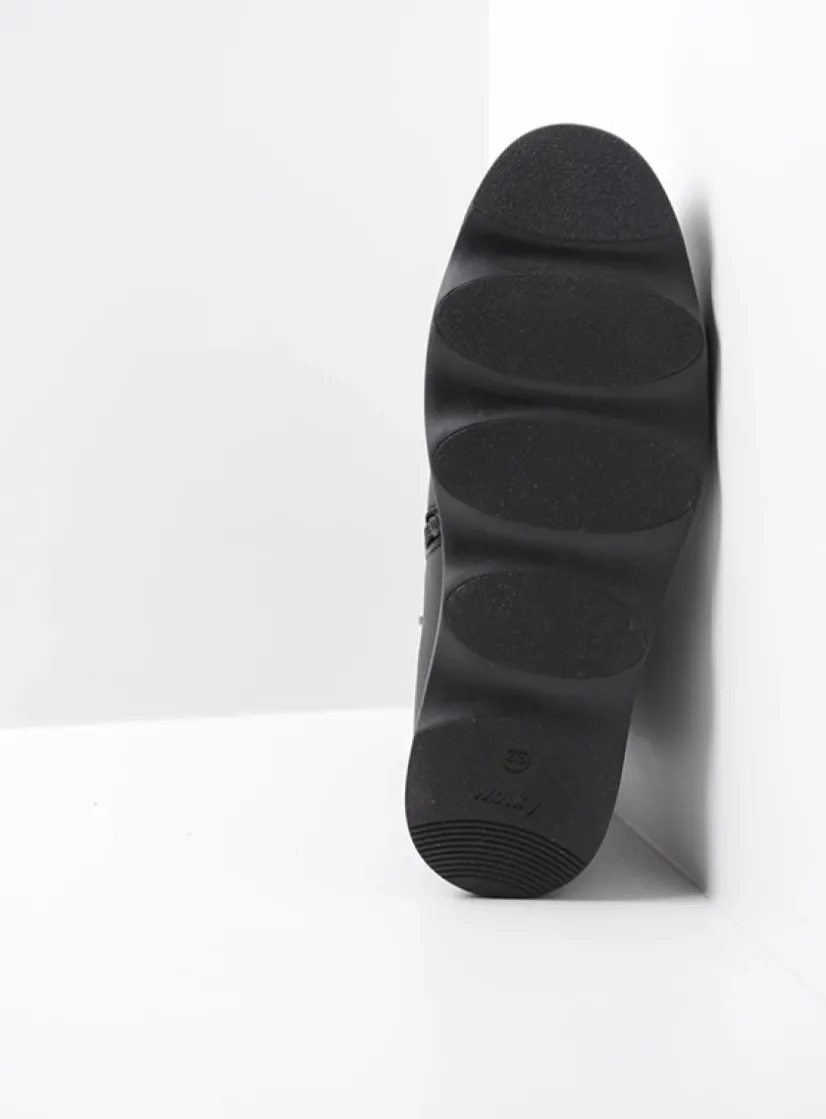 Wolky Mito - zwart leer<DAMES Veterlaarzen|Herfst/Winter