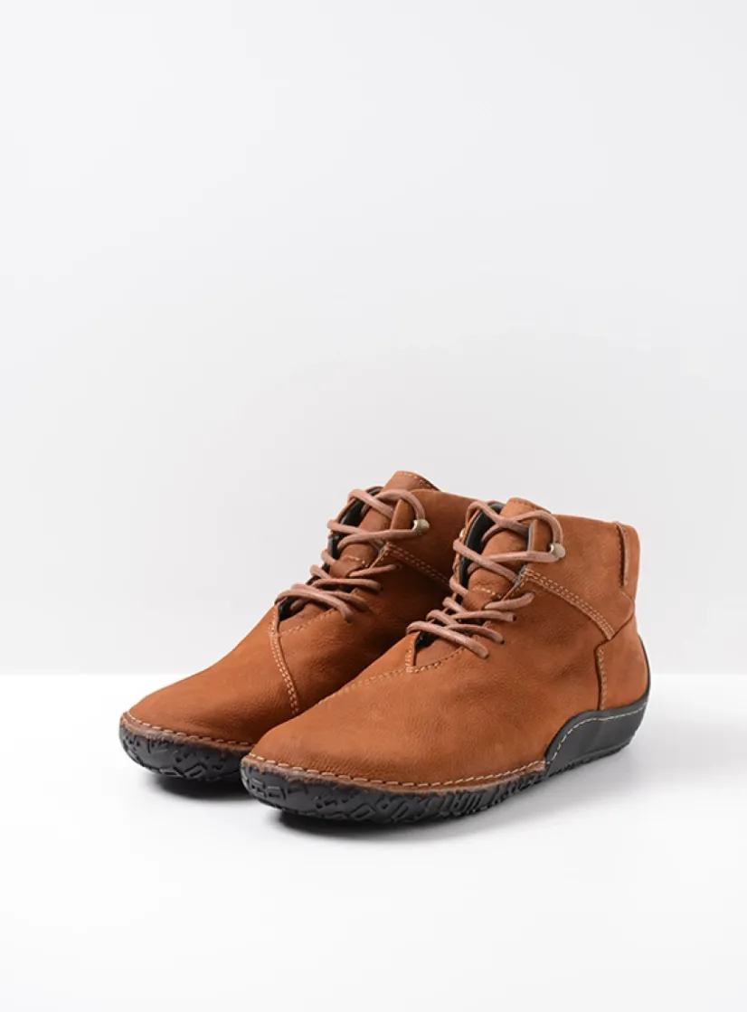 Wolky Mokola - cognac nubuck<DAMES Hoge Veterschoenen|Herfst/Winter