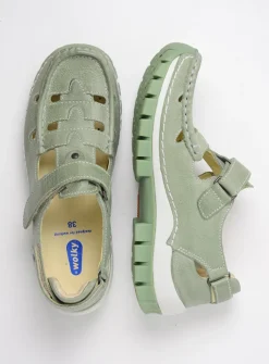 Wolky Move - lichtgroen leer<DAMES Bandschoenen