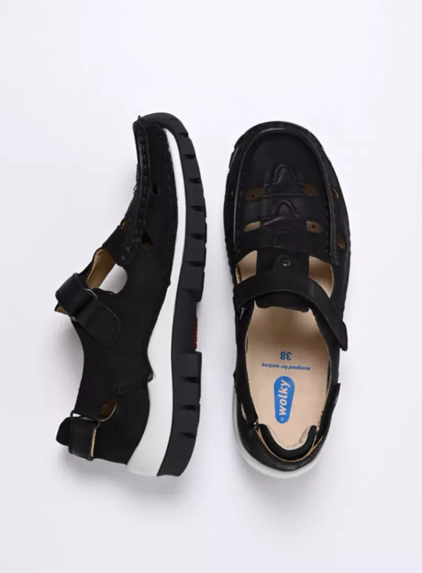 Wolky Move - zwart nubuck<DAMES Bandschoenen