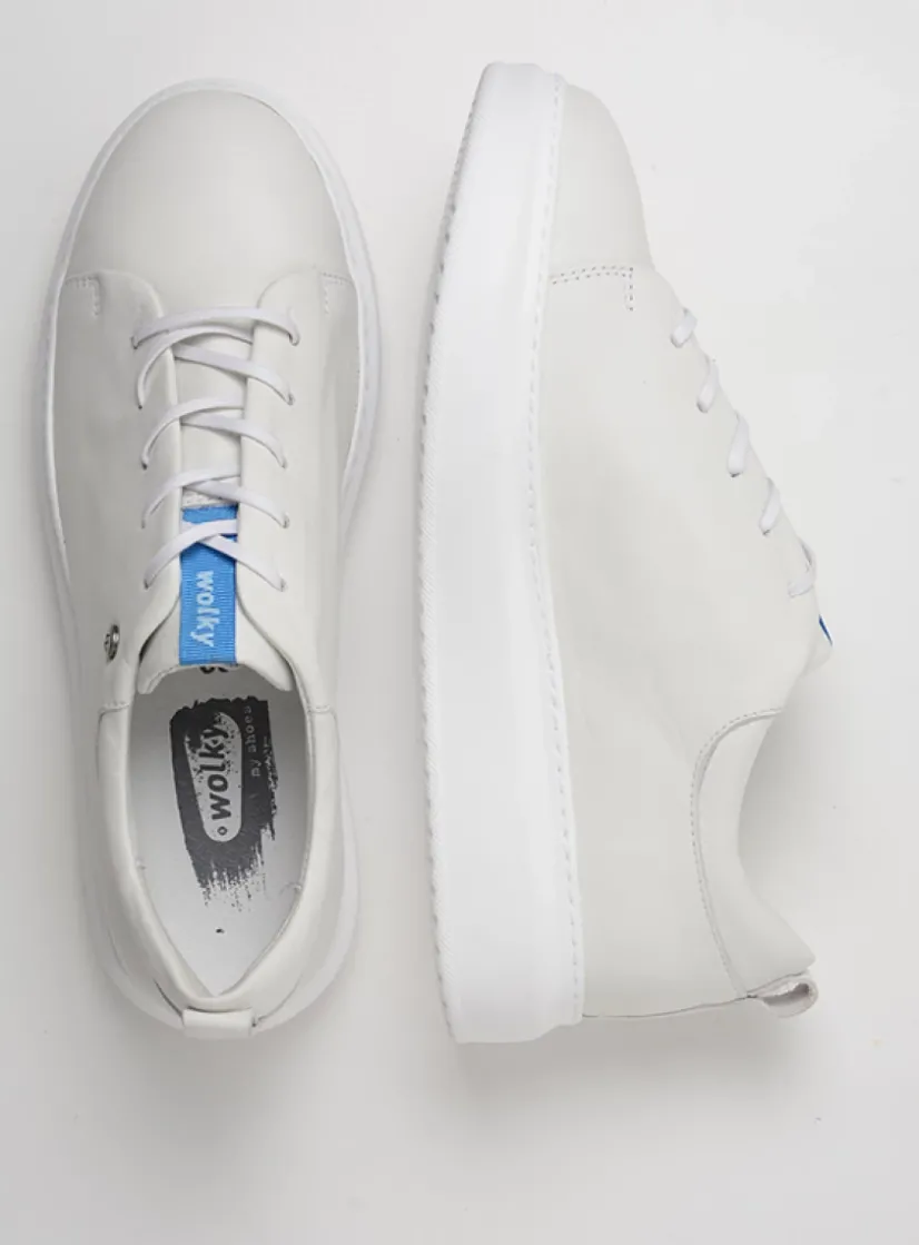 Wolky Move it - wit leer<DAMES Lage Veterschoenen|Sneakers