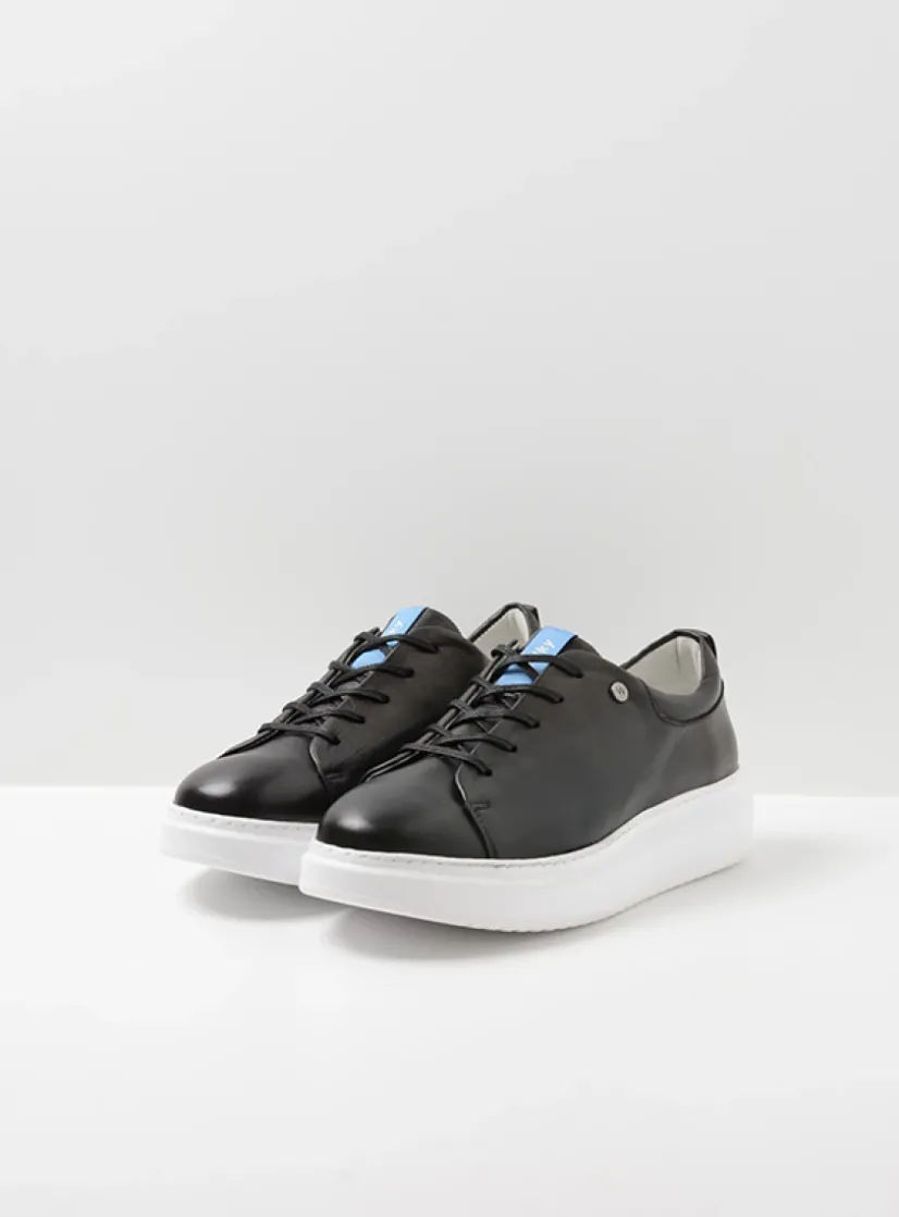 Wolky Move it - zwart leer<DAMES Lage Veterschoenen|Sneakers