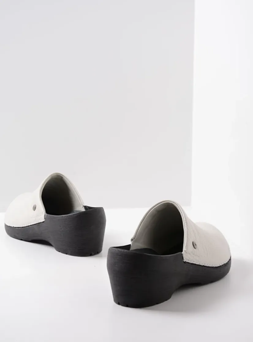 Wolky Multi Clog - creme wit leer<DAMES Klompen|Herfst/Winter