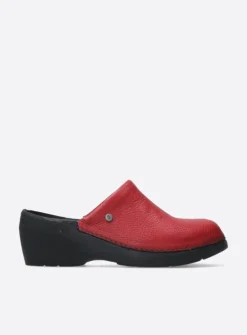 Wolky Multi Clog - rood leer<DAMES Klompen|Herfst/Winter