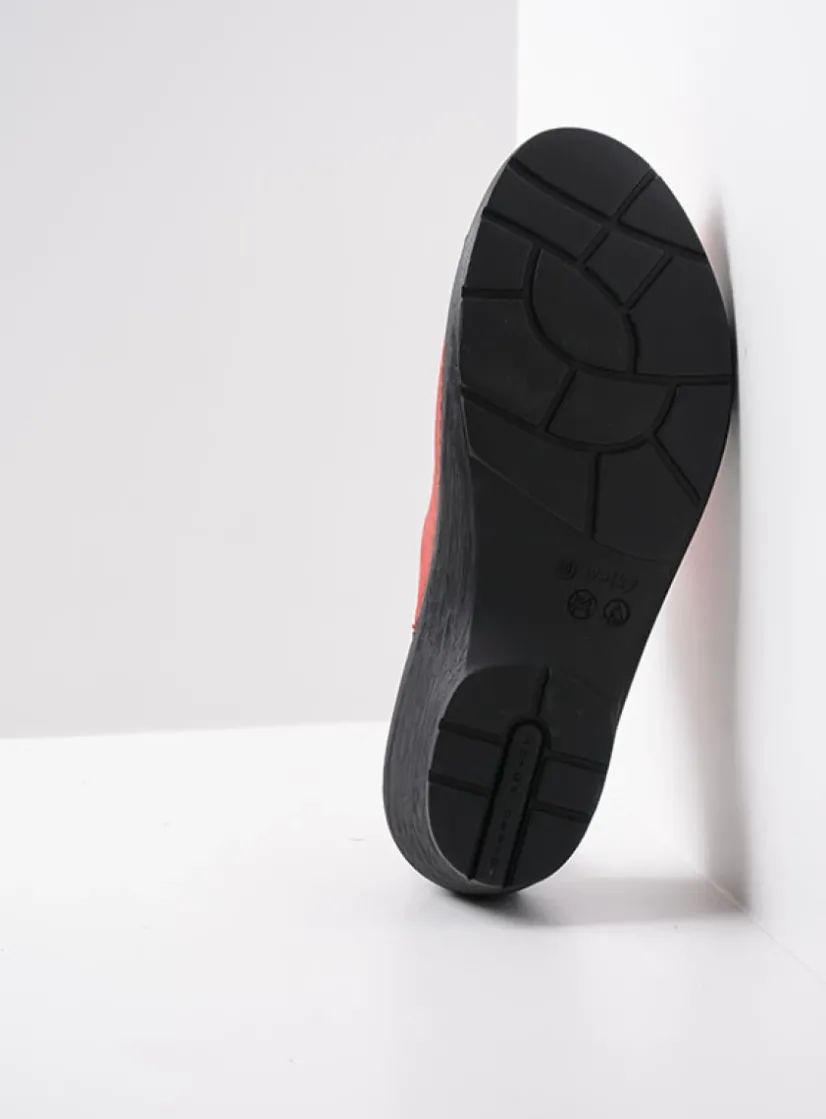 Wolky Multi Clog - rood leer<DAMES Klompen|Herfst/Winter