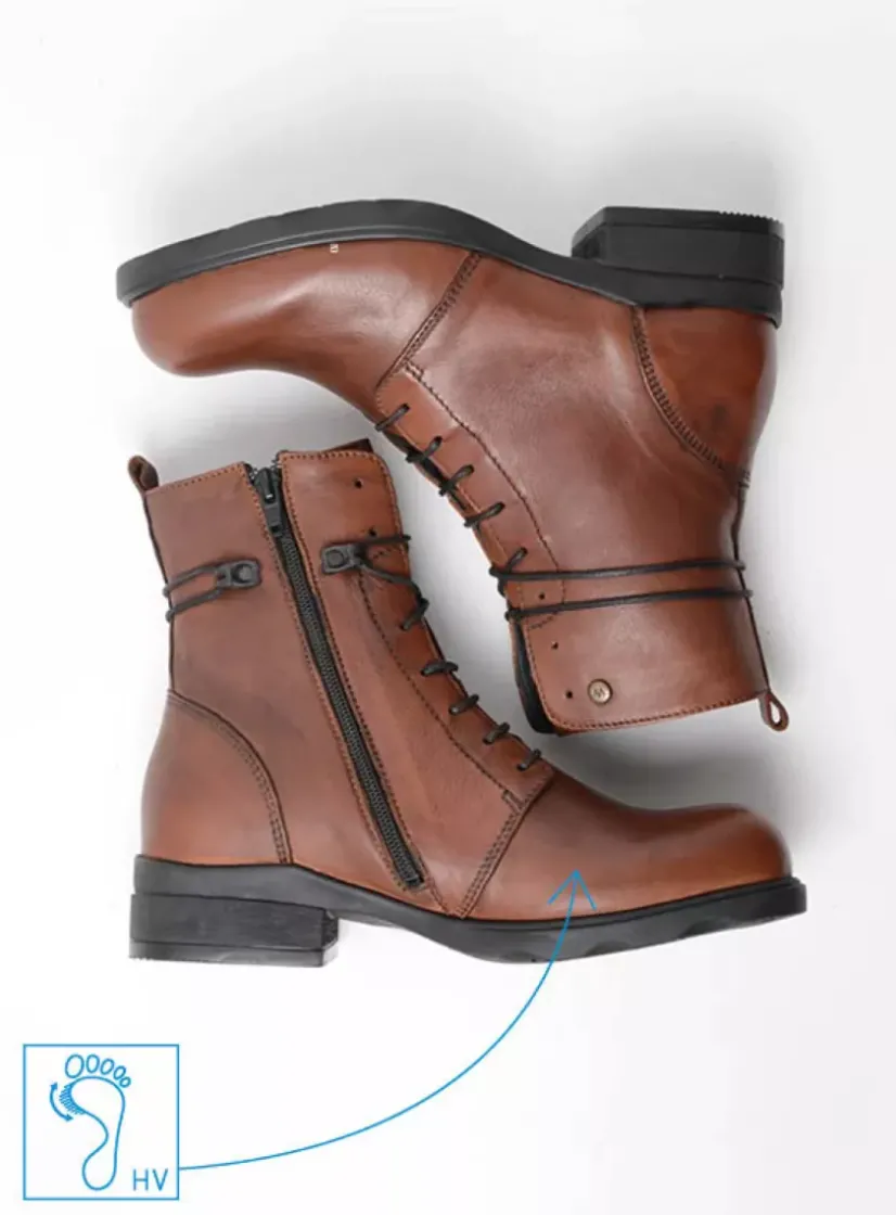 Wolky Murray HV - cognac leer<DAMES Herfst/Winter|Biker Boots