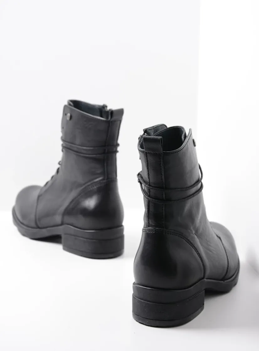 Wolky Murray HV - zwart leer<DAMES Herfst/Winter|Biker Boots