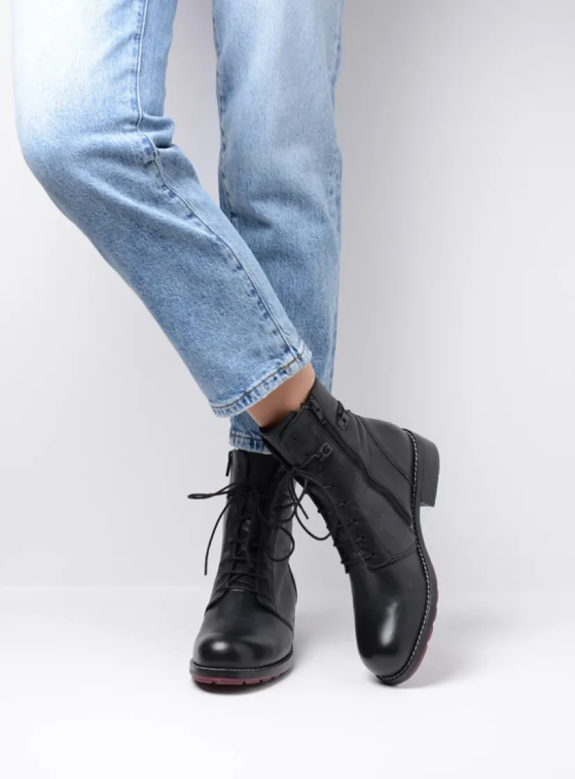 Wolky Murray HV - zwart leer<DAMES Herfst/Winter|Biker Boots