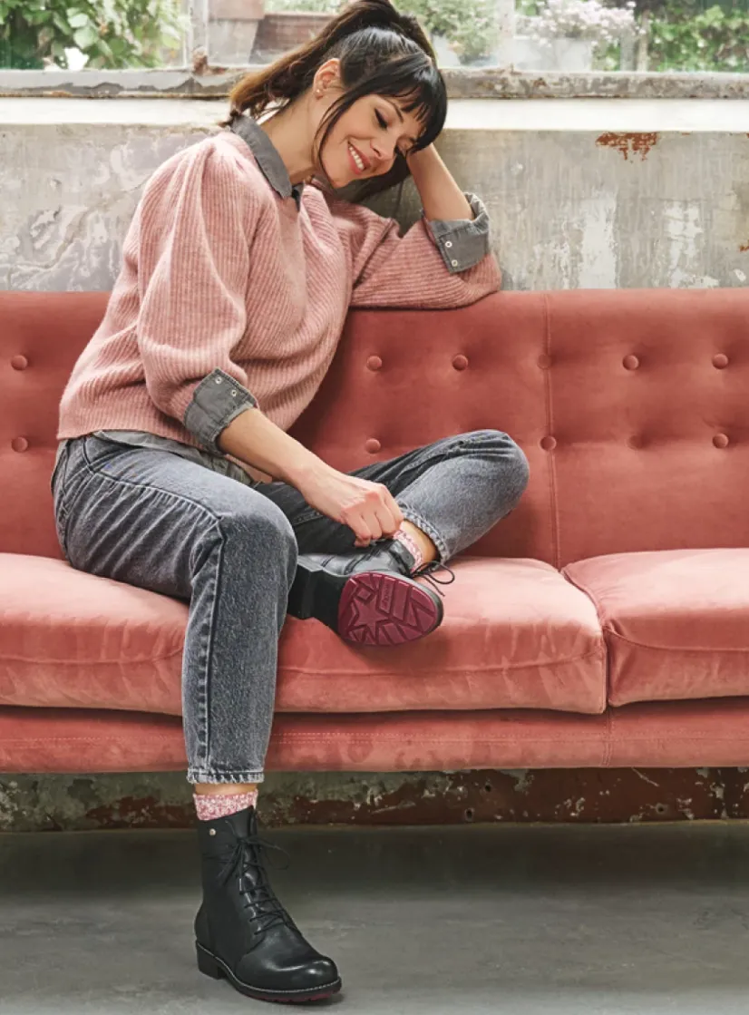 Wolky Murray HV - zwart leer<DAMES Herfst/Winter|Biker Boots