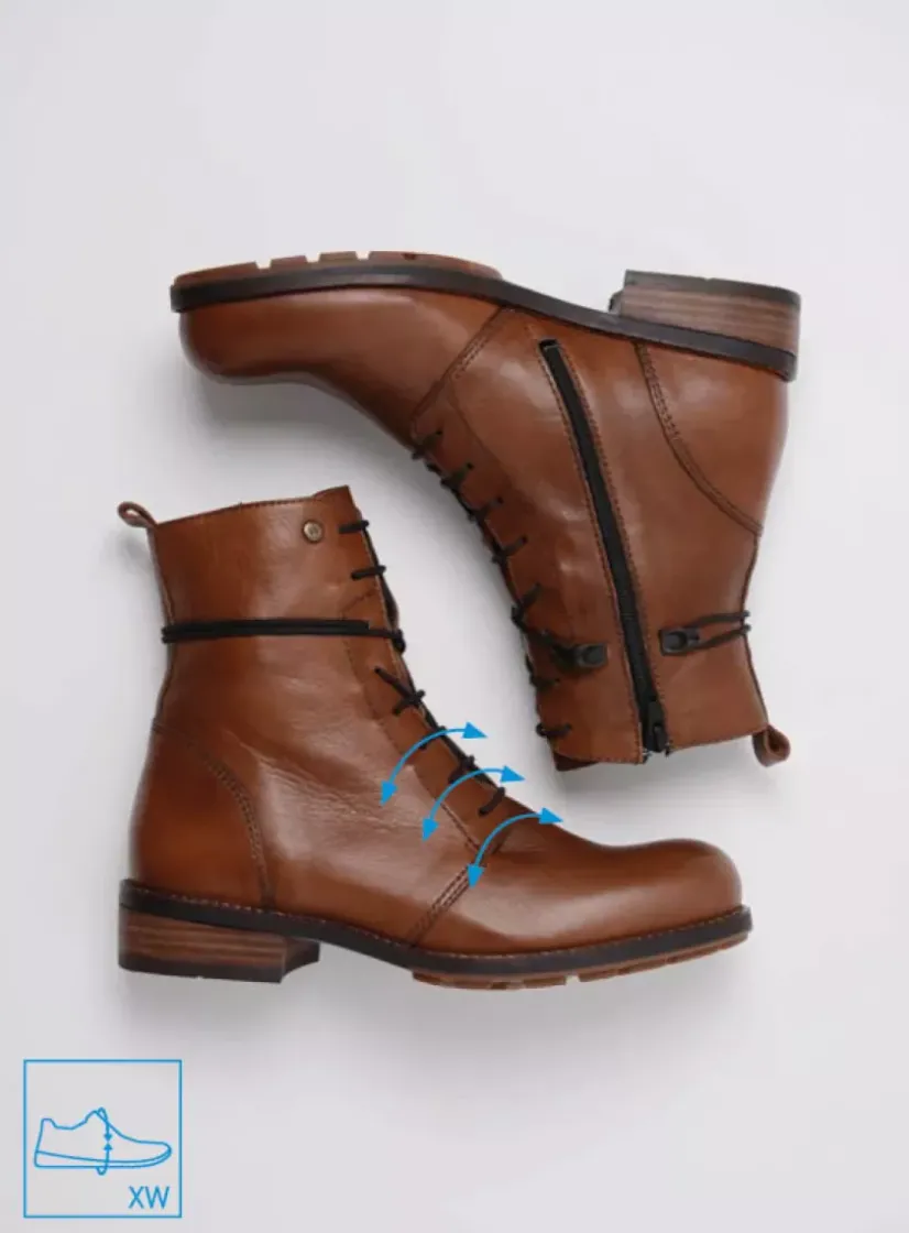 Wolky Murray XW - cognac leer<DAMES Veterlaarzen|Herfst/Winter