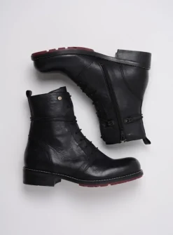 Wolky Murray XW - zwart leer<DAMES Veterlaarzen|Herfst/Winter