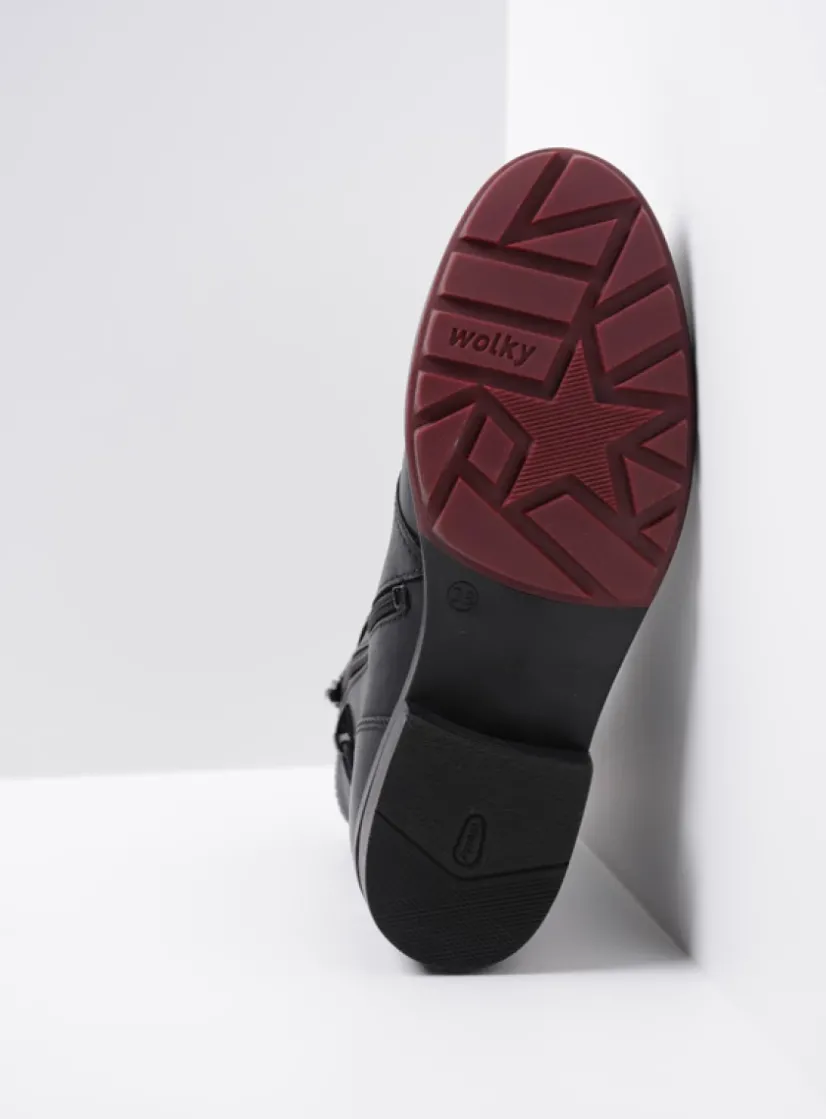 Wolky Murray XW - zwart leer<DAMES Veterlaarzen|Herfst/Winter