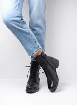 Wolky Murray XW - zwart leer<DAMES Veterlaarzen|Herfst/Winter