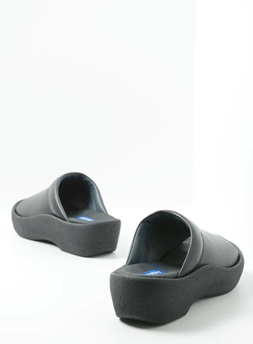 Wolky Nassau - zwart leer<DAMES Slippers