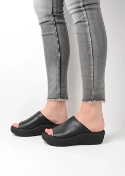 Wolky Nassau - zwart leer<DAMES Slippers