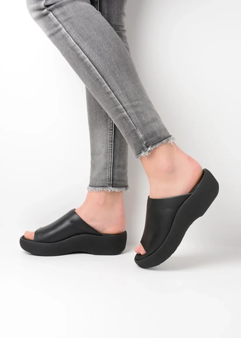 Wolky Nassau - zwart leer<DAMES Slippers