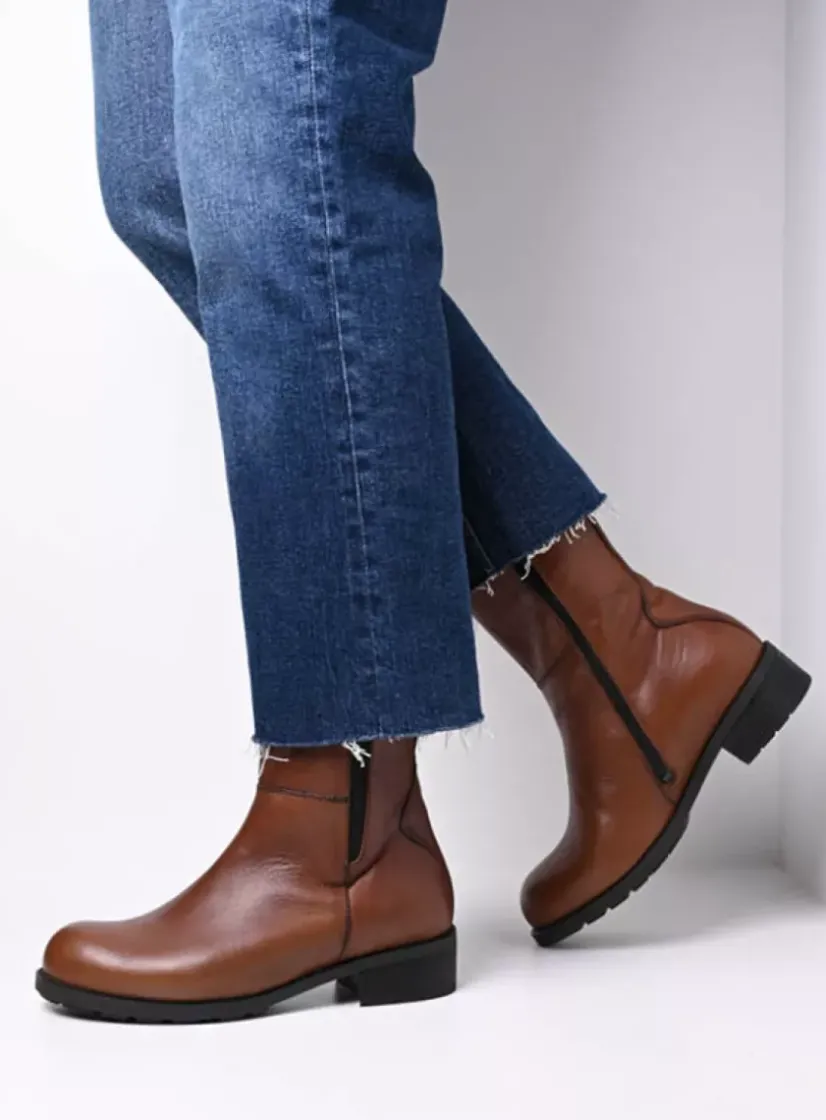 Wolky Neola HV - 20430 cognac leer<DAMES Halfhoge Laarzen|Herfst/Winter