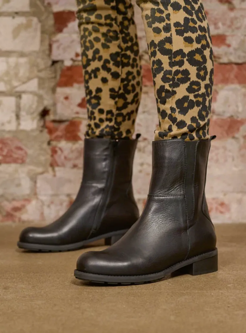 Wolky Neola HV - zwart leer<DAMES Halfhoge Laarzen|Herfst/Winter
