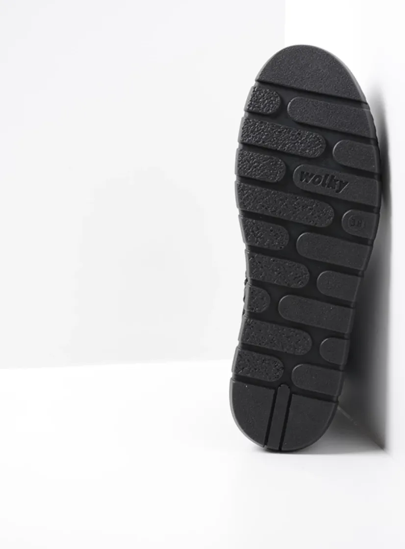 Wolky New Wave - zwart nubuck<DAMES Hoge Veterschoenen|Veterlaarzen