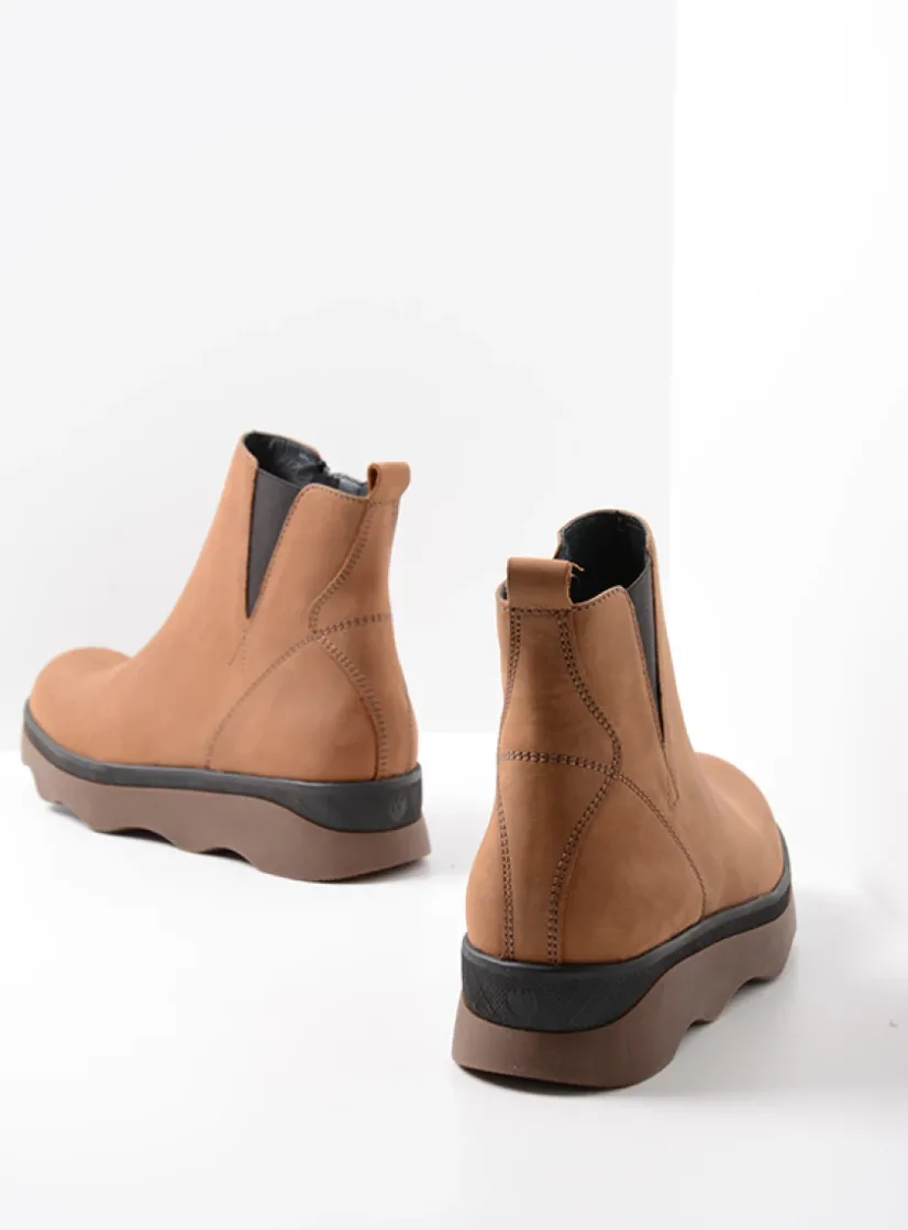 Wolky Nigata - cognac nubuck<DAMES Herfst/Winter|Enkellaarsjes