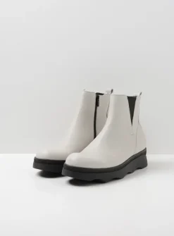Wolky Nigata - winterwit leer<DAMES Herfst/Winter|Enkellaarsjes